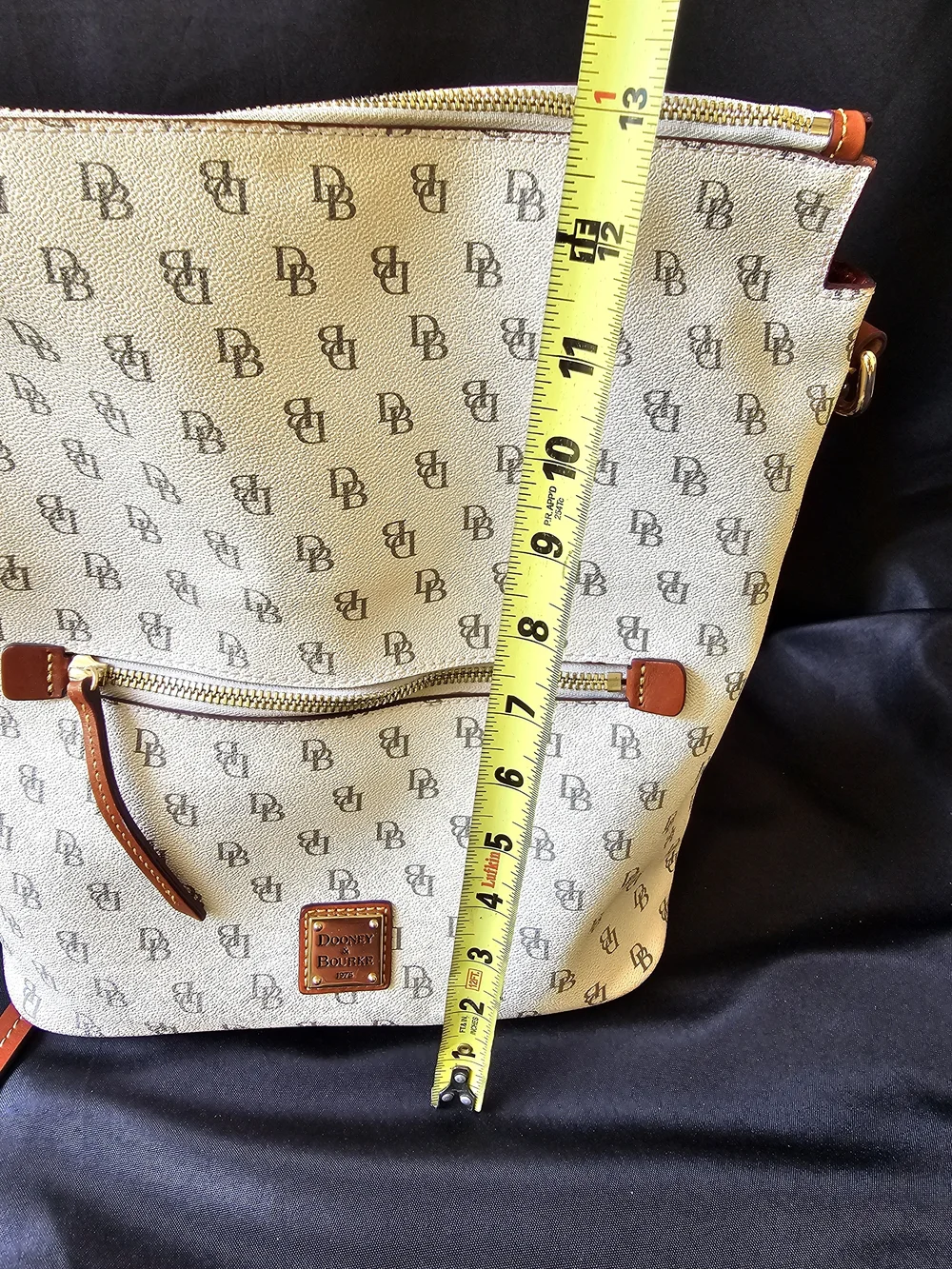 Dooney & Bourke Cream Signature Messenger Bag with Tan Trim
